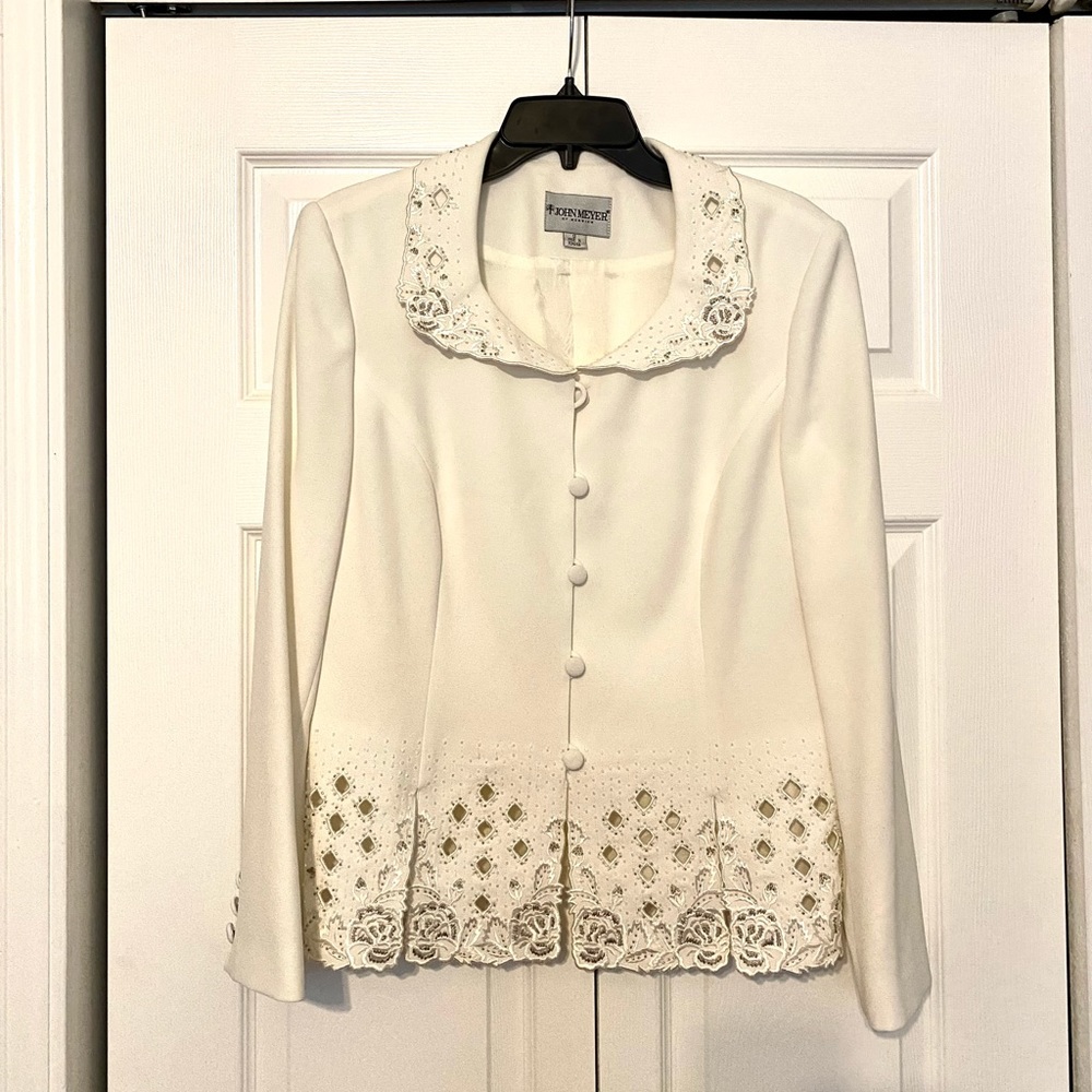 John Meyer Elegant Women’s White Lace Blazer